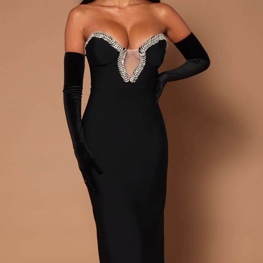 Fashionova bandage maxi dress with gloves